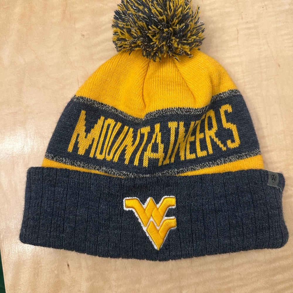 WVU Mountaineers knit beanie with Pom